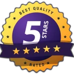 A Purple And Yellow Label With Stars And A Ribbon