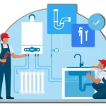 A Couple Of Men Working In A Plumbing Service